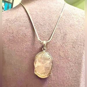 Rose Quartz Buddha Sterling Silver Necklace